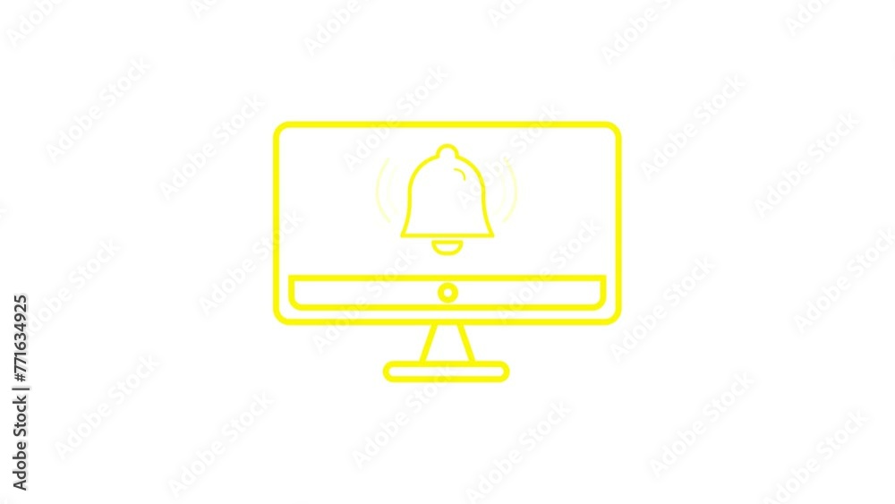 bell ringing on computer screen.4K animation.flat design bell ringing on computer screen.4K animation.flat design