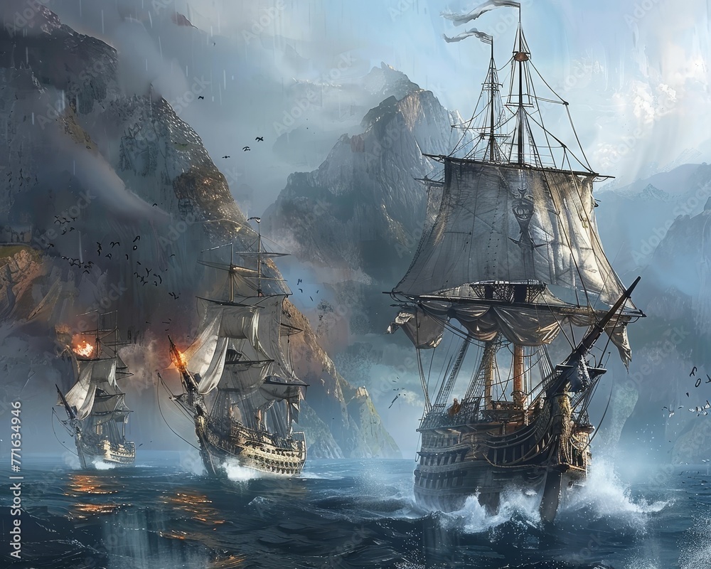 Obraz premium Piracy on the high seas, modern marauders, lawless waters