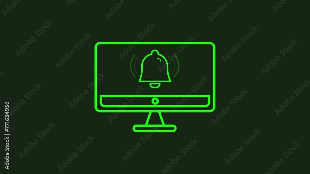 bell ringing on computer screen.4K animation.flat design bell ringing on computer screen.4K animation.flat design