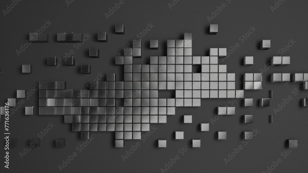 Abstract Pattern of Grayscale shapes on a dark background, minimalist, poster, desktop background