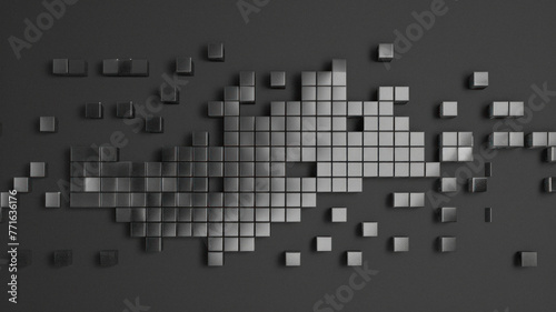Abstract Pattern of Grayscale shapes on a dark background, minimalist, poster, desktop background