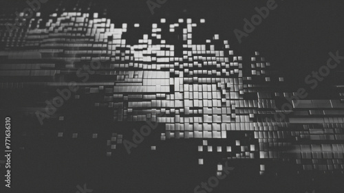 Abstract Pattern of Grayscale shapes on a dark background, minimalist, poster, desktop background