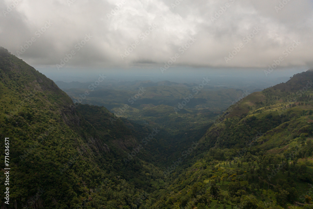 Mountains with rainforest and jungle in the mountainous province of Sri Lanka.