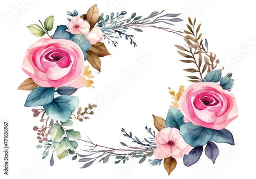 watercolor flower decorative frame