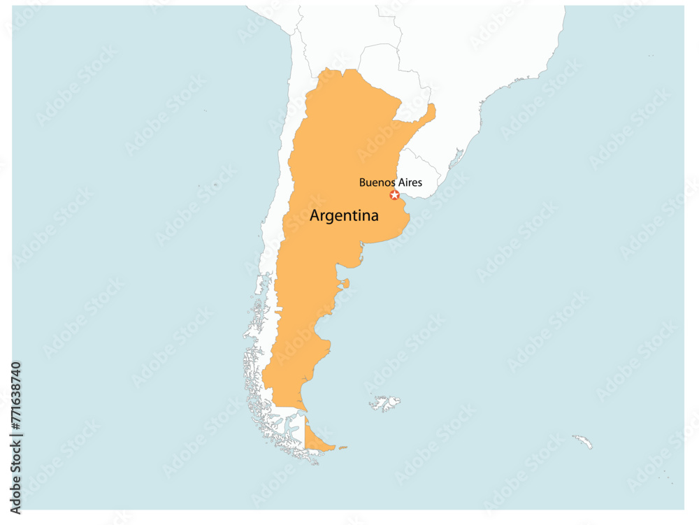 Outline of the map of Argentina with regions Stock Vector | Adobe Stock