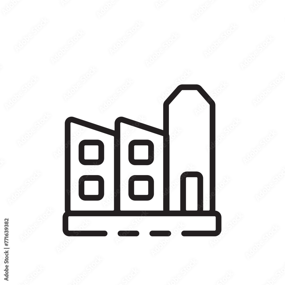 Building Factory Industry Line Icon Building Factory Industry Line Icon