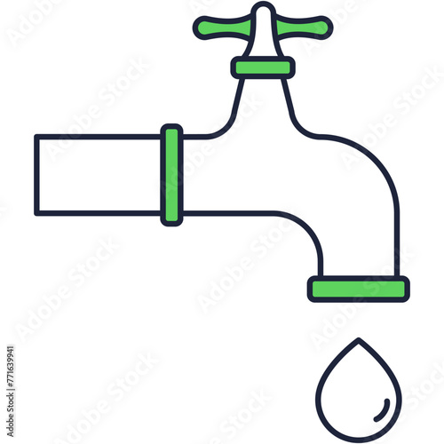 Faucet and water drop icon vector pictogram