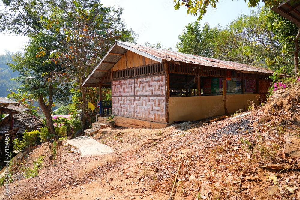 Homes of Kayan refugees in the Huay Pu Keng long-neck ethnic village in the Mae Hong Son province in the northwest of Thailand, close to the Burma border