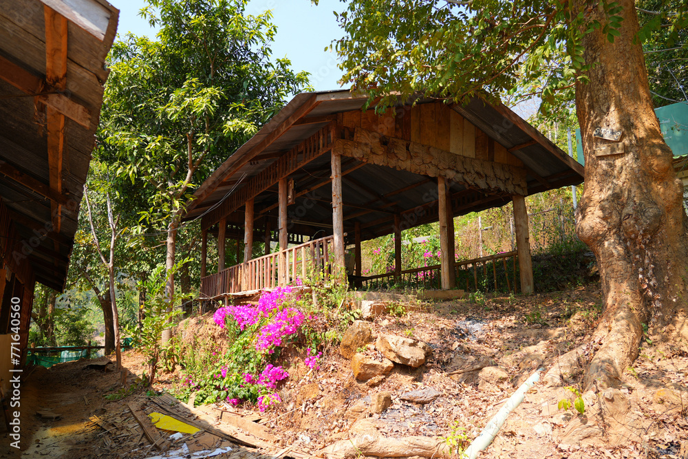 Homes of Kayan refugees in the Huay Pu Keng long-neck ethnic village in the Mae Hong Son province in the northwest of Thailand, close to the Burma border