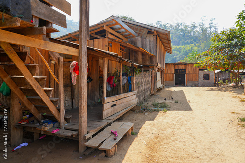 Homes of Kayan refugees in the Huay Pu Keng long-neck ethnic village in the Mae Hong Son province in the northwest of Thailand, close to the Burma border photo