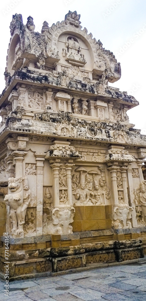 Hindu Temple. Anciant temple, Sri Kailashanathar Temple at Kanjeepuram, Tamilnadu, South India, India