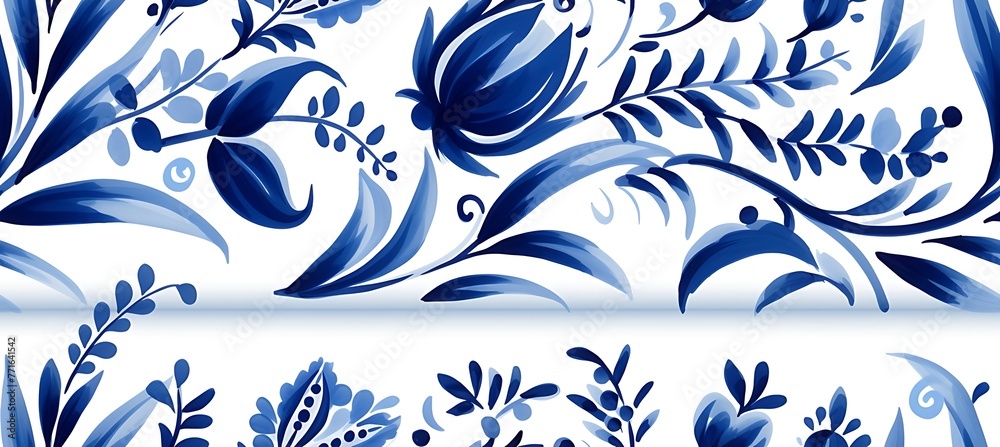 Fototapeta premium Floral Elegance: Seamless Background with Delicate Borders