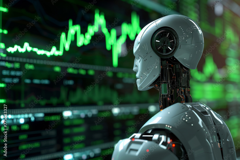AI Robot Analyzing Financial Data Growth AI Robot Analyzing Financial Data Growth