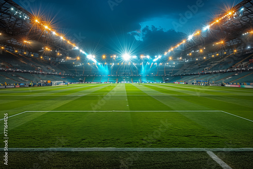 Nightfall at the Football Arena: A Rendering of an Imagined Stadium