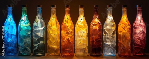 Evoke emotions with luminescent bottles develop a series of close-up shots capturing the essence of feelings like happiness, fear, and nostalgia let the colors and patterns mirror the depths of the hu photo