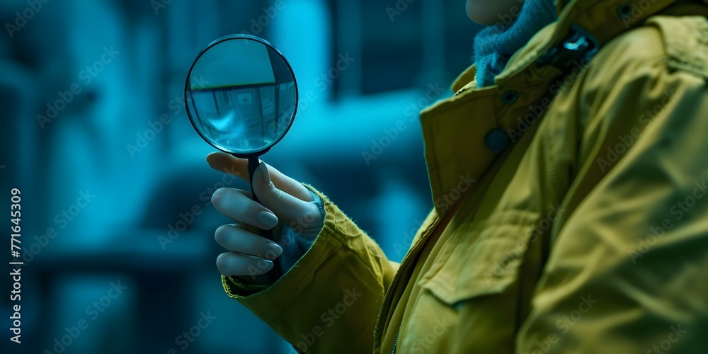 Detective examining evidence with magnifying glass to uncover clues in(02)