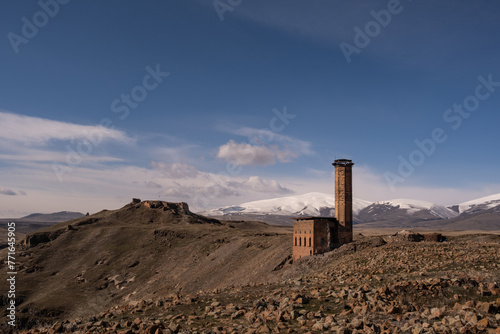 Ani site of historical cities  Ani Harabeleri   first entry into Anatolia  an important trade route Silk Road in the Middle Agesand. Historical Church and temple  in Ani  Kars  Turkey.