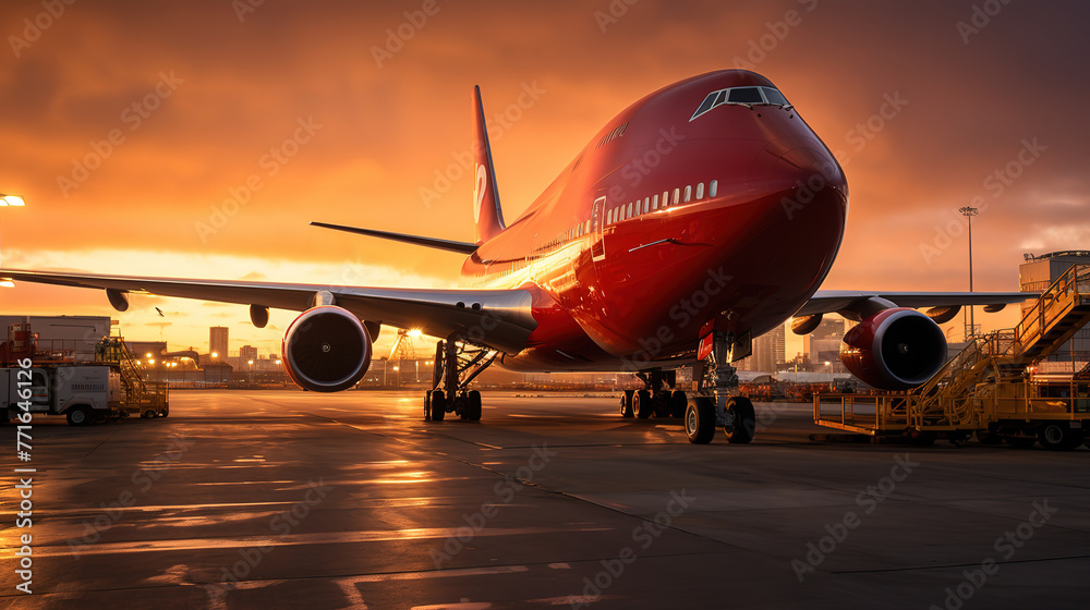 Fototapeta premium Freight loading onto Boeing 747 cargo aircraft Melbourne Australia.