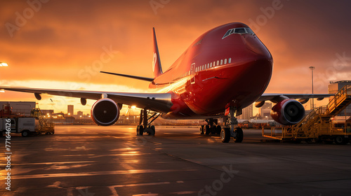 Freight loading onto Boeing 747 cargo aircraft Melbourne Australia.