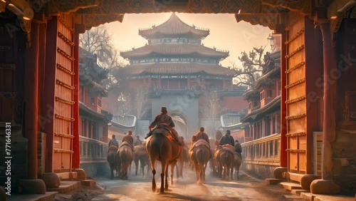 Marco Polo traveled Asia on camel and horse. He was trusted by Kublai Khan, King of China, and he traded with Baghdad. photo