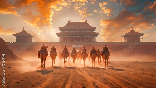 Marco Polo traveled Asia on camel and horse. He was trusted by Kublai Khan, King of China, and he traded with Baghdad. photo