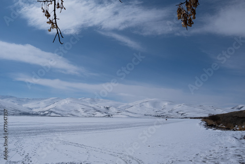 Frozen Cildir Lake in Kars Province to Turkey photo