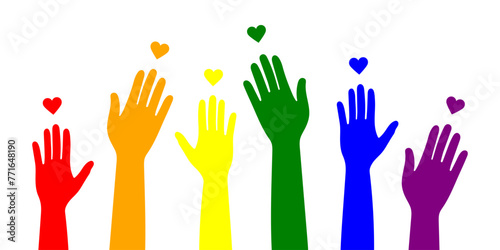 Hands raised up. LGBT pride. Vector image