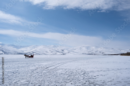 Frozen Cildir Lake in Kars Province to Turkey
