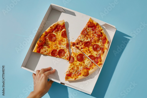 pizza slices in a carton box