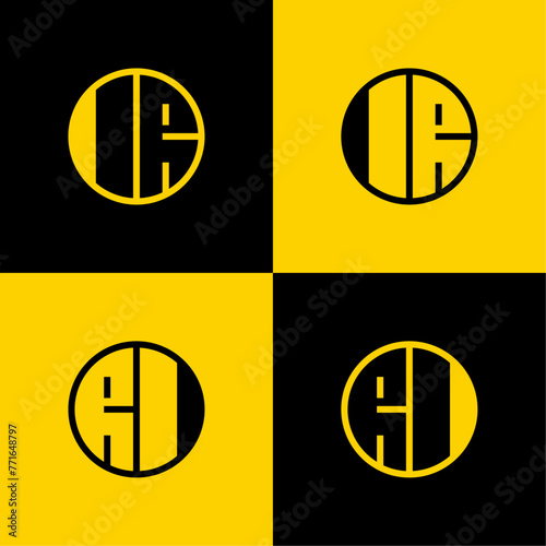 Simple IR and RI Letters Circle Logo Set, suitable for business with IR and RI initials