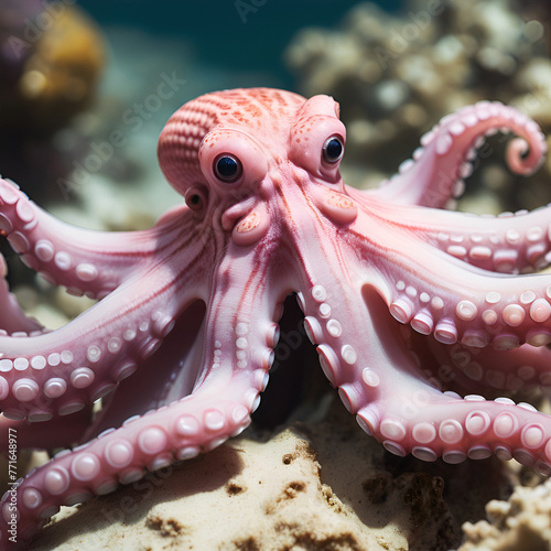 Colourful octopus in the sea,vibrant aquatic life, vibrant ocean scene, colorful underwater world, 
