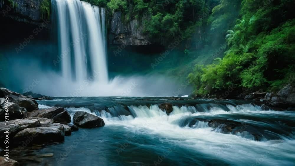 waterfall in the forest, seamless looping 4k animation video background waterfall in the forest, seamless looping 4k animation video background
