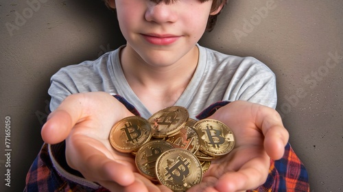 man holding a bitcoin