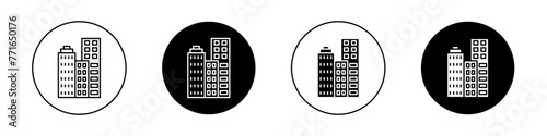 Building icon set. company corporate commercial building vector symbol. office apartment pictogram.