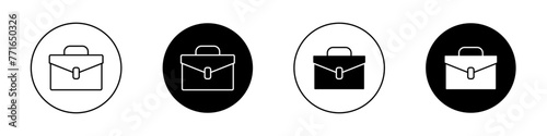 Briefcase icon set. Businessman baggage vector symbol. portfolio brief case sign. job office bag icon.