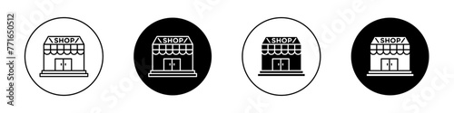 Shop icon set. small local business vector symbol. online marketplace store sign. retail shop icon.