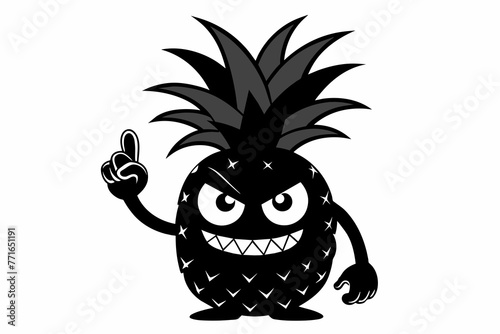 Pineapple doing an angry face with hand show middle finger vector illustration   photo