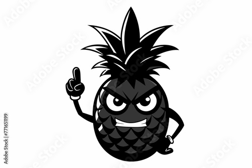 Pineapple doing an angry face with hand show middle finger vector illustration   photo