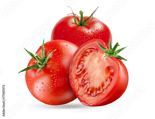  fresh organic tomato isolated on white background