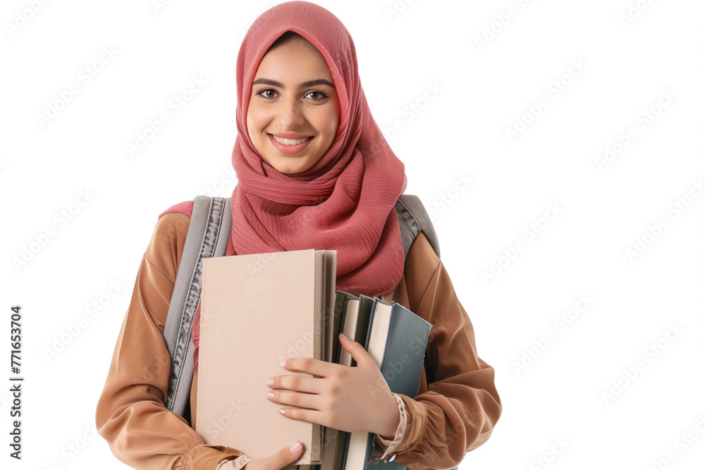Student filled with joy, surrounded by vibrant textbooks Student filled with joy, surrounded by vibrant textbooks