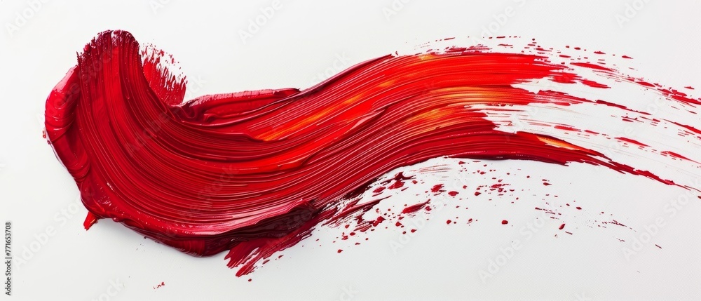A dramatic swirl of red paint, suggesting motion and artistic flair on a pristine white background. A dramatic swirl of red paint, suggesting motion and artistic flair on a pristine white background.