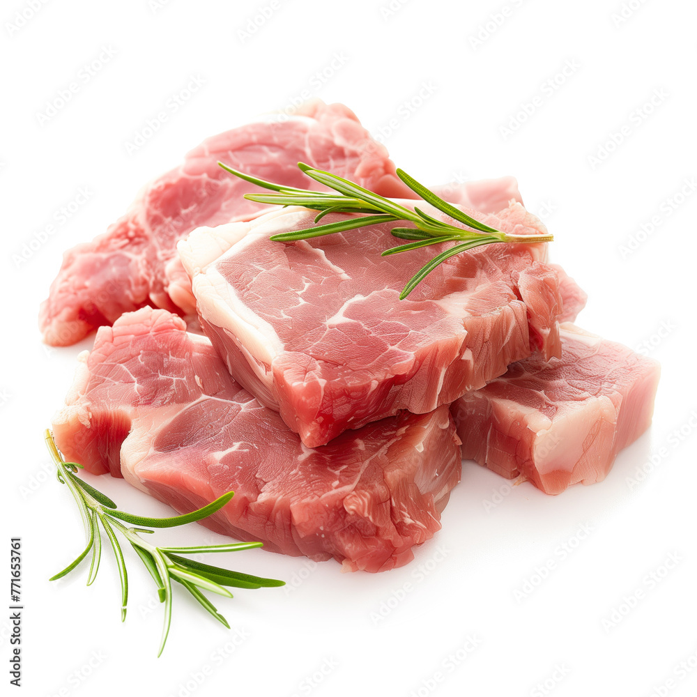 Raw pork meat with rosemary
