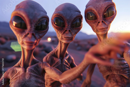 Aliens at sunset selfie time