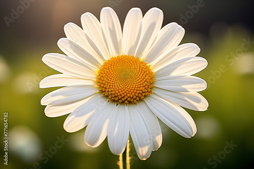 Close up of daisy flower pistil under macro lens. Macro photography
