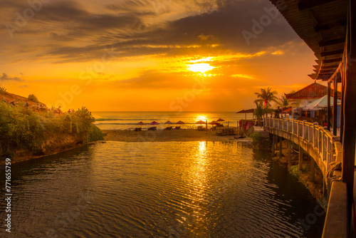 Beautiful sunset over the Dreamland beach, New Kuta Beach, Bali, Indonesia © TravelWorld