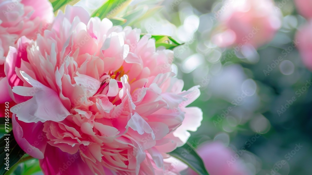 Close Up of a Pink Flower With Green Leaves Close Up of a Pink Flower With Green Leaves