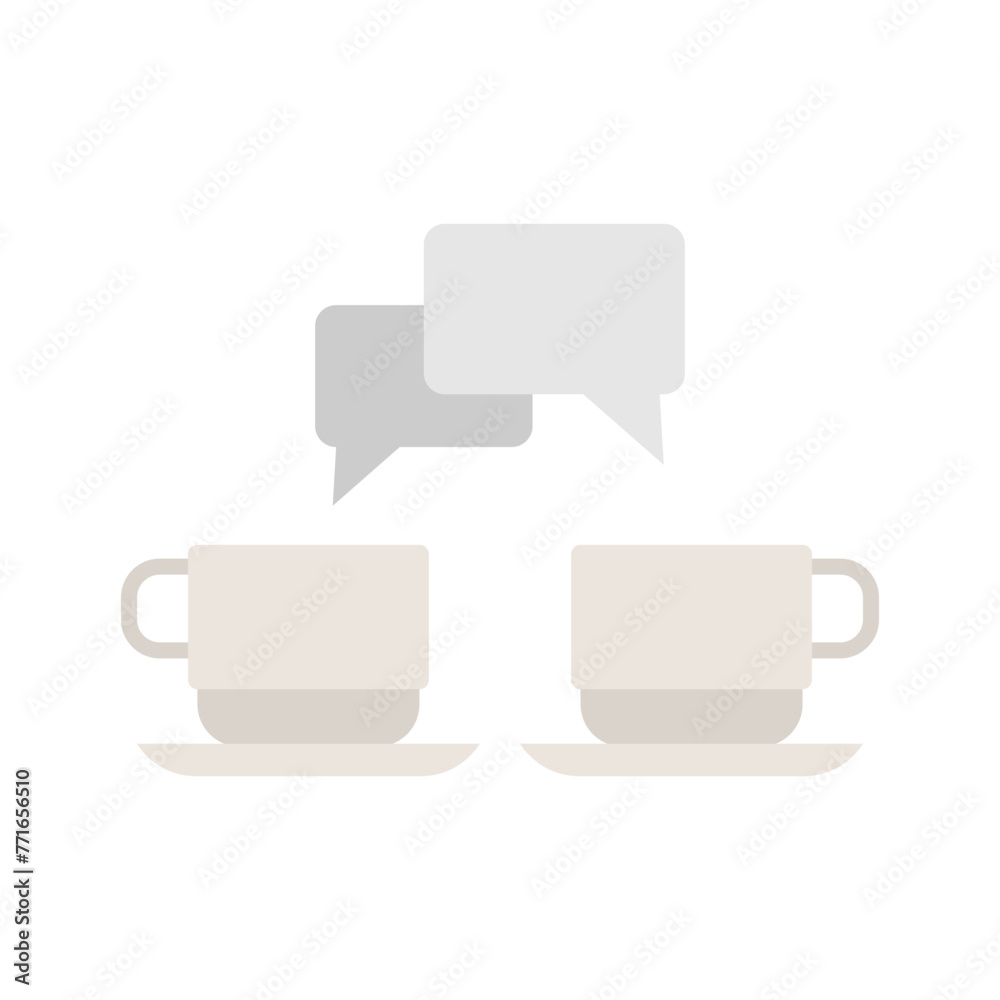 Socializing icon. Speech bubbles with two cups. Friends meeting over coffee. Dialogue, discussion, conversation, gossip over coffee cup. Socializing icon. Speech bubbles with two cups. Friends meeting over coffee. Dialogue, discussion, conversation, gossip over coffee cup.