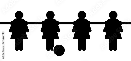 Table women table women football game or foosball or table soccer. Soccer ball in goal. Soccer border. football players pawn. Football table soccer, sport tea football game or foosball or table soccer