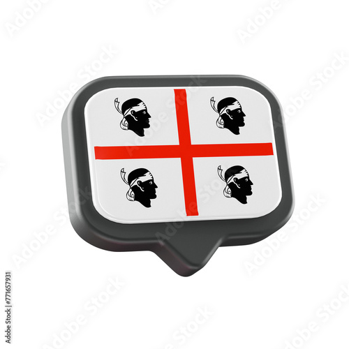 italian flag of sardegna, sardinian flag on 3d speech bubble, transparent background photo