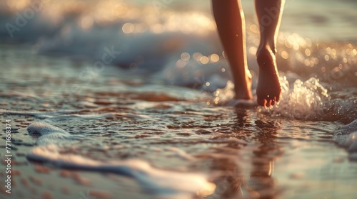 girl's feet walking at beach, beach lifestyle magazines, and wellness blogs © Yash